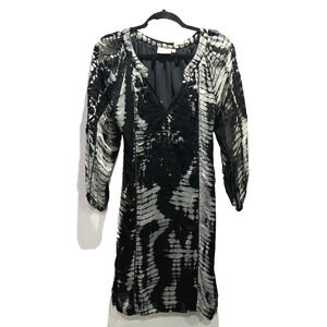 Rungolee Women's Fairy Black Crepe Silk Tie Dye Dress - Small